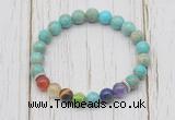 CGB6249 8mm sea sediment jasper 7 chakra beaded mala stretchy bracelets