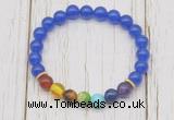 CGB6260 8mm candy jade 7 chakra beaded mala stretchy bracelets