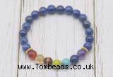 CGB6280 8mm lapis lazuli 7 chakra beaded mala stretchy bracelets