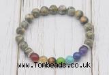 CGB6284 8mm rhyolite 7 chakra beaded mala stretchy bracelets