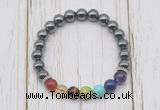 CGB6292 8mm hematite 7 chakra beaded mala stretchy bracelets