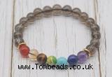 CGB6305 8mm smoky quartz 7 chakra beaded mala stretchy bracelets