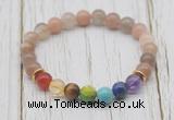 CGB6318 8mm rainbow moonstone 7 chakra beaded mala stretchy bracelets