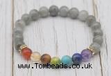 CGB6323 8mm labradorite 7 chakra beaded mala stretchy bracelets