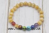 CGB6329 8mm golden tiger eye 7 chakra beaded mala stretchy bracelets