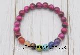 CGB6335 8mm red tiger eye 7 chakra beaded mala stretchy bracelets