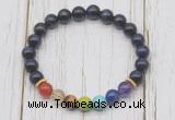 CGB6336 8mm purple tiger eye 7 chakra beaded mala stretchy bracelets