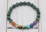 CGB6338 8mm green tiger eye 7 chakra beaded mala stretchy bracelets