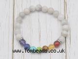 CGB6350 8mm white crazy lace agate 7 chakra beaded mala stretchy bracelets