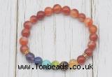 CGB6352 8mm red banded agate 7 chakra beaded mala stretchy bracelets