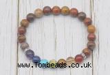 CGB6358 8mm red moss agate 7 chakra beaded mala stretchy bracelets