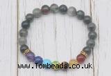 CGB6363 8mm blood jasper 7 chakra beaded mala stretchy bracelets