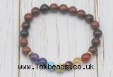 CGB6365 8mm mahogany obsidian 7 chakra beaded mala stretchy bracelets