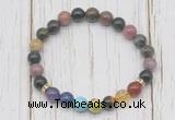 CGB6375 8mm tourmaline 7 chakra beaded mala stretchy bracelets