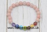 CGB6378 8mm Chinese pink opal 7 chakra beaded mala stretchy bracelets