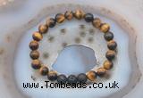 CGB6401 8mm round yellow tiger eye & black lava beaded bracelets