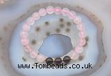 CGB6421 8mm round rose quartz & smoky quartz beaded bracelets