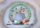 CGB6429 8mm round green aventurine 7 chakra beads bracelet wholesale