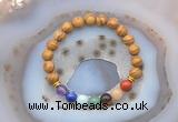 CGB6433 8mm round wooden jasper 7 chakra beads bracelet wholesale