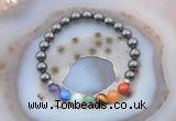 CGB6435 8mm round hematite 7 chakra beads bracelet wholesale