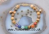 CGB6447 8mm round picture jasper 7 chakra beads adjustable bracelets