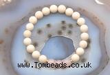 CGB6456 8mm round matte white fossil jasper & rose quartz beaded bracelets