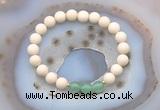 CGB6462 8mm round matte white fossil jasper & green aventurine beaded bracelets