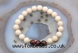 CGB6480 8mm round matte white fossil jasper & red tiger eye beaded bracelets