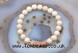 CGB6484 8mm round matte white fossil jasper & moonstone beaded bracelets