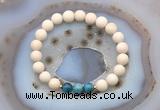 CGB6487 8mm round matte white fossil jasper & apatite beaded bracelets