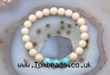 CGB6493 8mm round matte white fossil jasper & blue howlite beaded bracelets