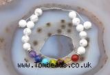 CGB6505 8mm round white howlite 7 chakra beads adjustable bracelets