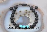 CGB6585 8mm round black lava & blue howlite adjustable bracelets