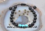 CGB6585 8mm round black lava & blue howlite adjustable bracelets