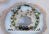 CGB6590 8mm round African turquoise & black lava adjustable bracelets