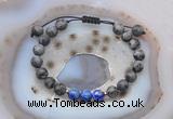 CGB6592 8mm round matte black labradorite & lapis lazuli adjustable bracelets