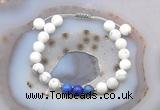 CGB6594 8mm round matte white howlite & lapis lazuli adjustable bracelets