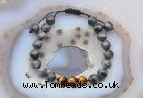 CGB6596 8mm round black labradorite & yellow tiger eye adjustable bracelets