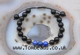 CGB6597 8mm round golden obsidian & lapis lazuli adjustable bracelets