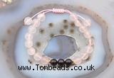 CGB6600 8mm round rose quartz & garnet adjustable bracelets