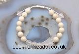 CGB6606 8mm round white fossil jasper & rose quartz adjustable bracelets