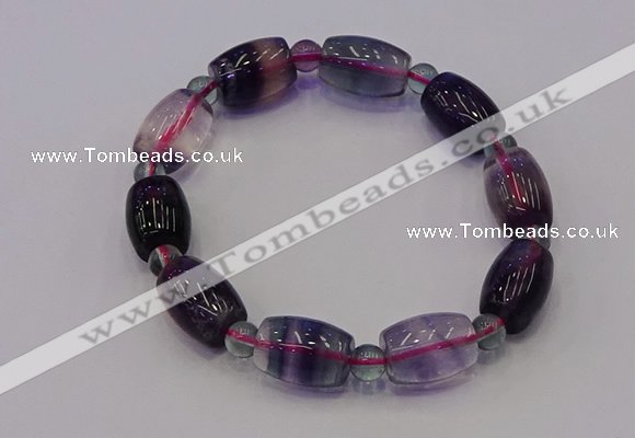 CGB661 7.5 inches 6mm round & 10*14mm drum fluorite bracelet