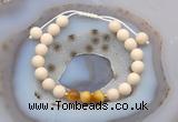 CGB6628 8mm round white fossil jasper & golden tiger eye adjustable bracelets