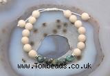 CGB6638 8mm round white fossil jasper & African turquoise adjustable bracelets