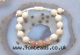 CGB6649 10mm round white fossil jasper & moonstone adjustable bracelets