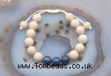 CGB6671 10mm round white fossil jasper & dumortierite adjustable bracelets