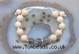 CGB6673 10mm round white fossil jasper & labradorite adjustable bracelets