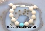 CGB6703 12mm round white fossil jasper & blue howlite adjustable bracelets