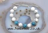 CGB6748 Hand-knotted 10mm round white howlite & apatite adjustable bracelets