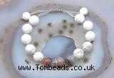 CGB6756 10mm round white howlite & botswana agate adjustable bracelets